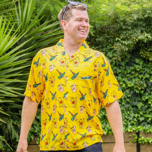 Howzat Aussie Cricket Shirt - Yellow